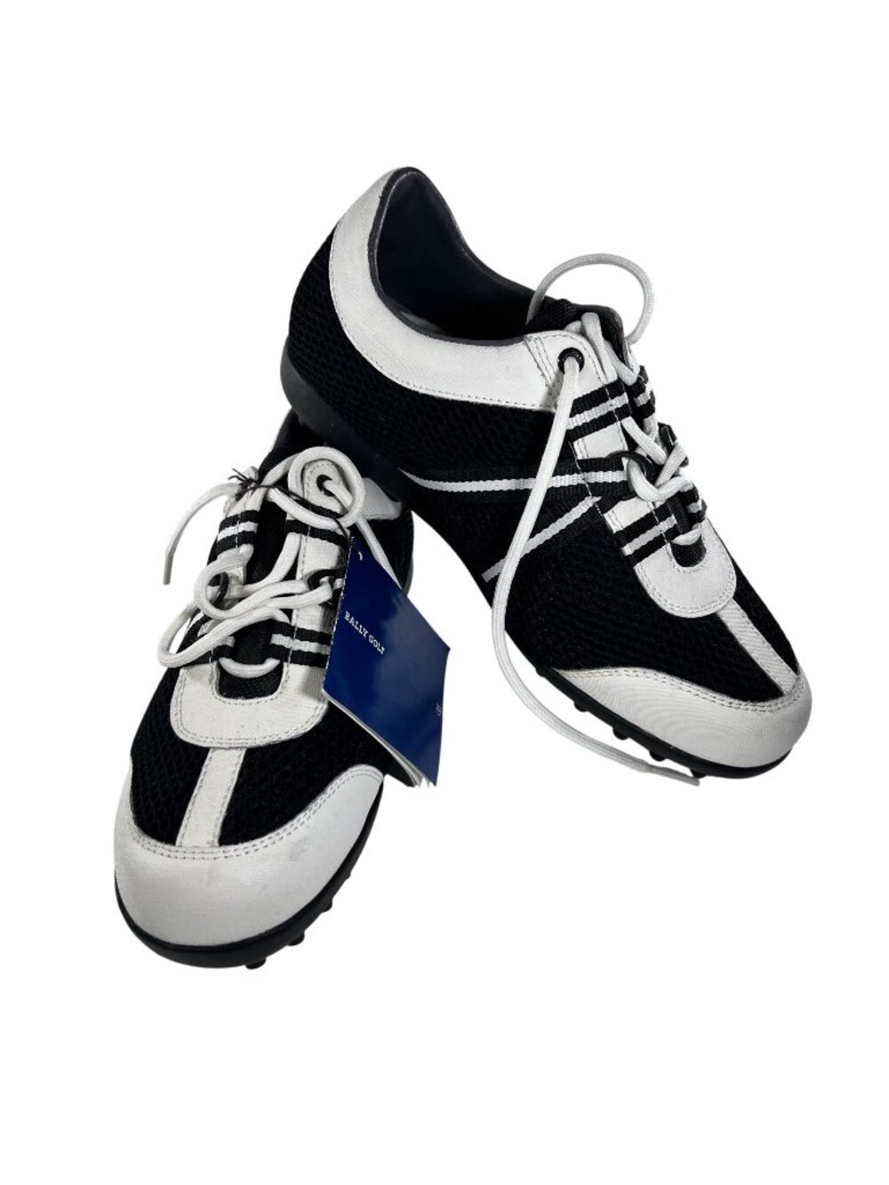 NWT Bally Golf Fuerte Womens Shoes 7.5 Black White Mesh Leather Lace Swiss EU38